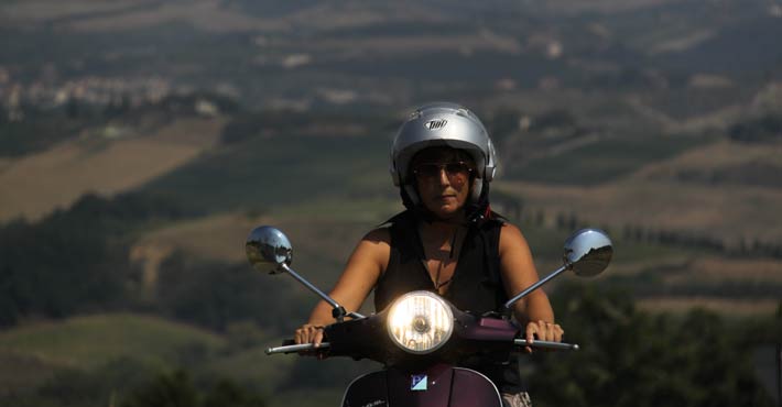 vespa riding in Tuscany