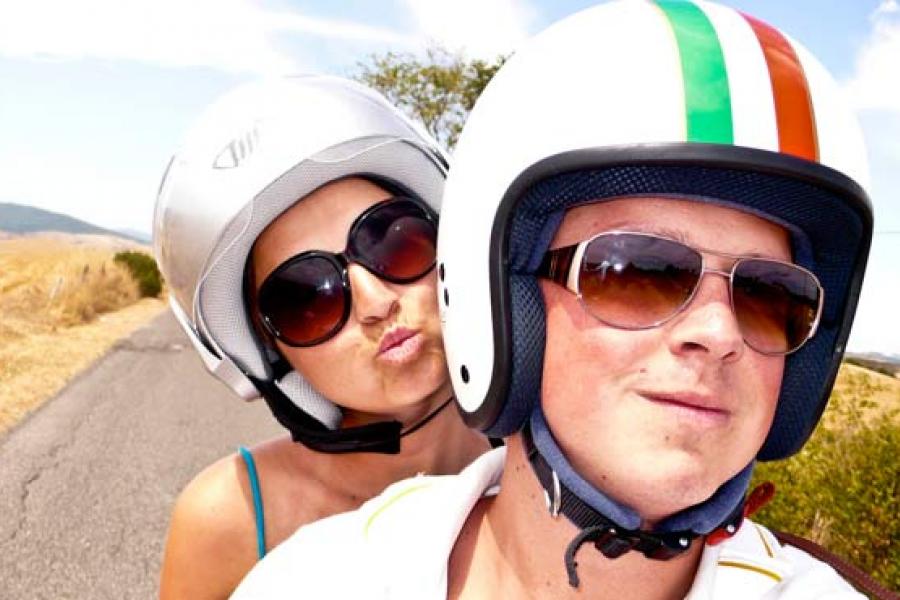 Young couple from Belgium booked Vespa Tour San Gimignano (Day2)